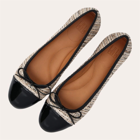 Billi Bi A6021 Ballerina Sko, Black Patent/Boucle